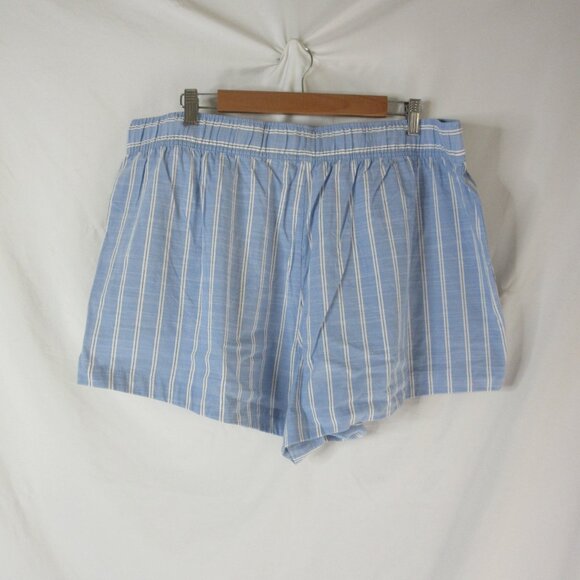 Auden Pajama Set Blue White Striped Shorts Button Down Short Sleeve Size XXL NWT - Picture 4 of 14